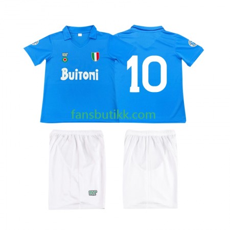 Fotballdrakt SSC Napoli 10 1987 Barn Retro Hjemmetrøye 1988 Kortermet
